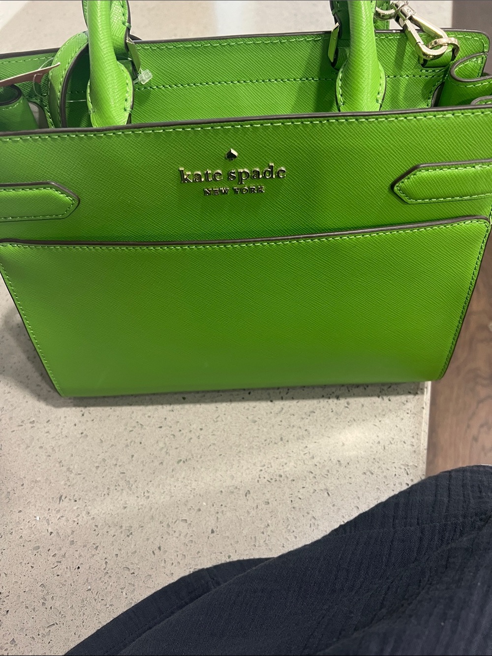 kate spade Bright Green Leather Top-Handle Satchel - Picture 4 of 5